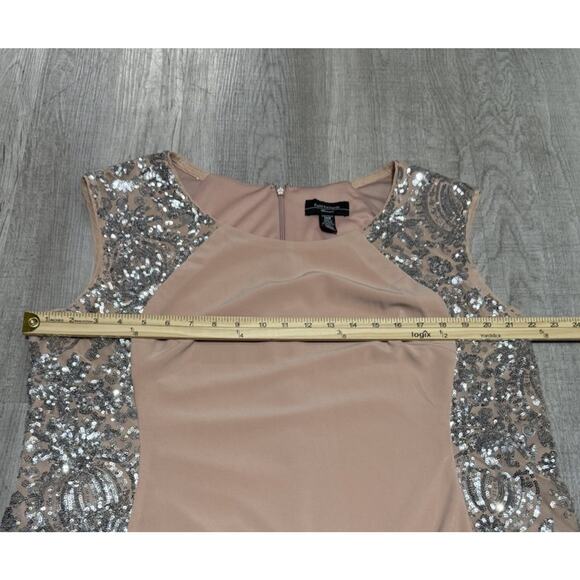 R&M Richards Tan Formal Sequence Dress Plus Size 18W Stretchy Cocktail B302 - Picture 5 of 7